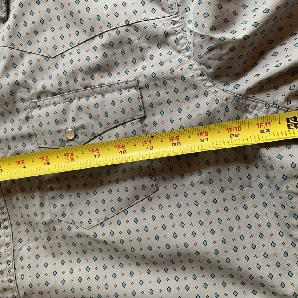 Men's Wrangler Wrancher Pearl Snap Size L Grey With Blue Diamonds - Picture 7 of 15